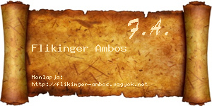 Flikinger Ambos névjegykártya